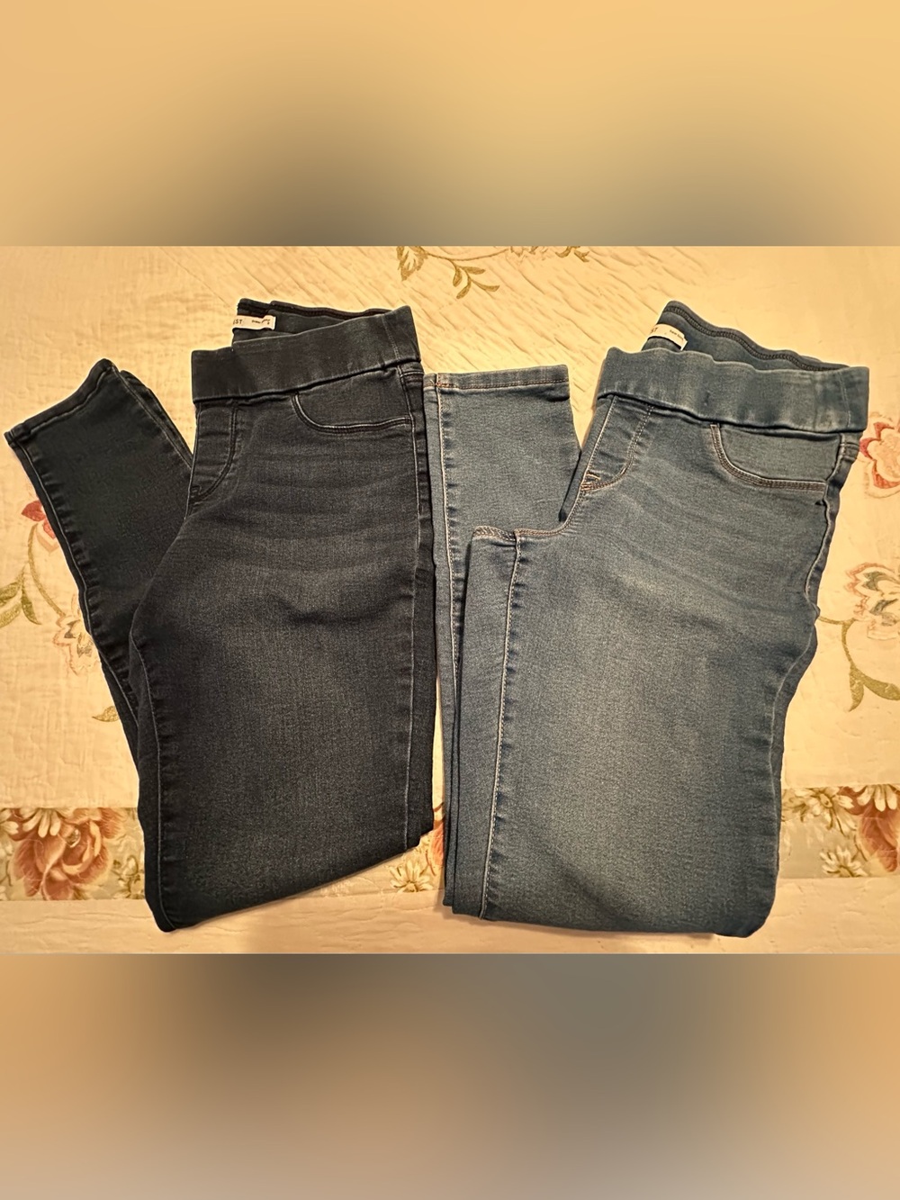 Nine West Women’s Pull-On Jeggings in Dark and Medium Blue Wash